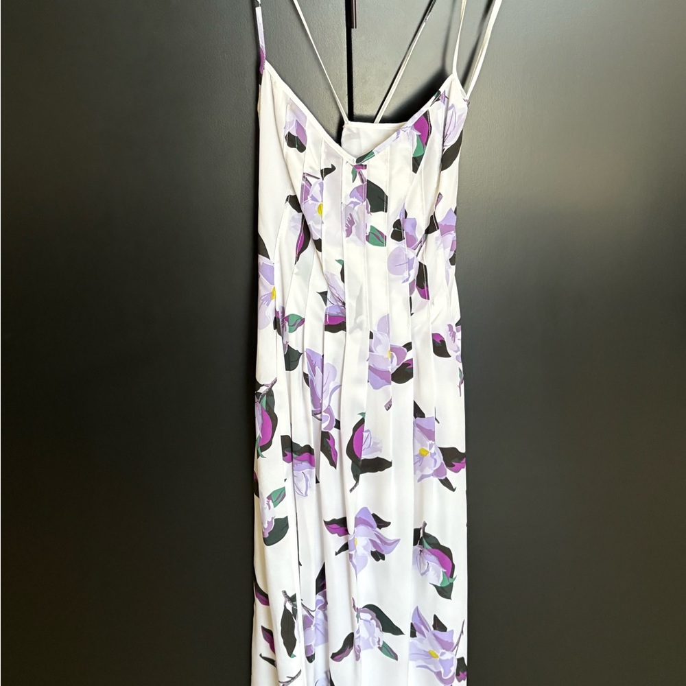 Banana Republic Strapless Dress - White with Purple Floral
